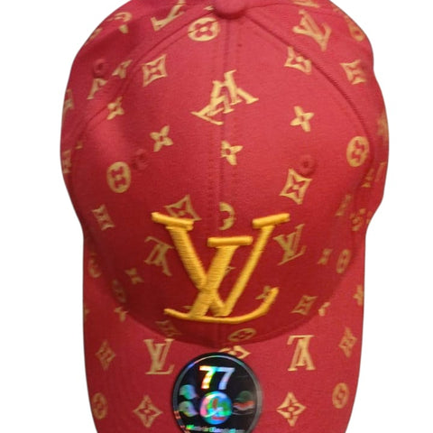 luxury  Monogram print Red BaseBall Cap With  Embroidered lv Logo