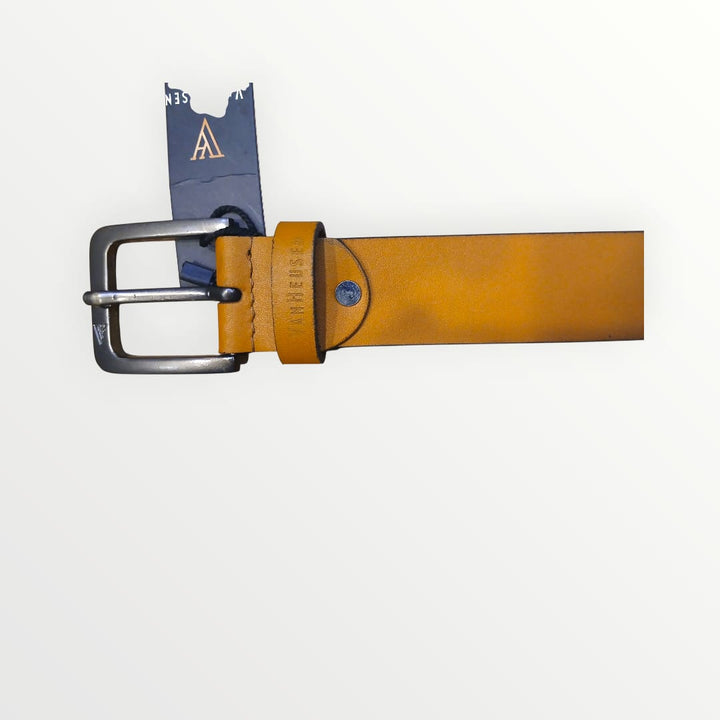 Van Heusen Mens Tan Leather Belt With Metal Buckle