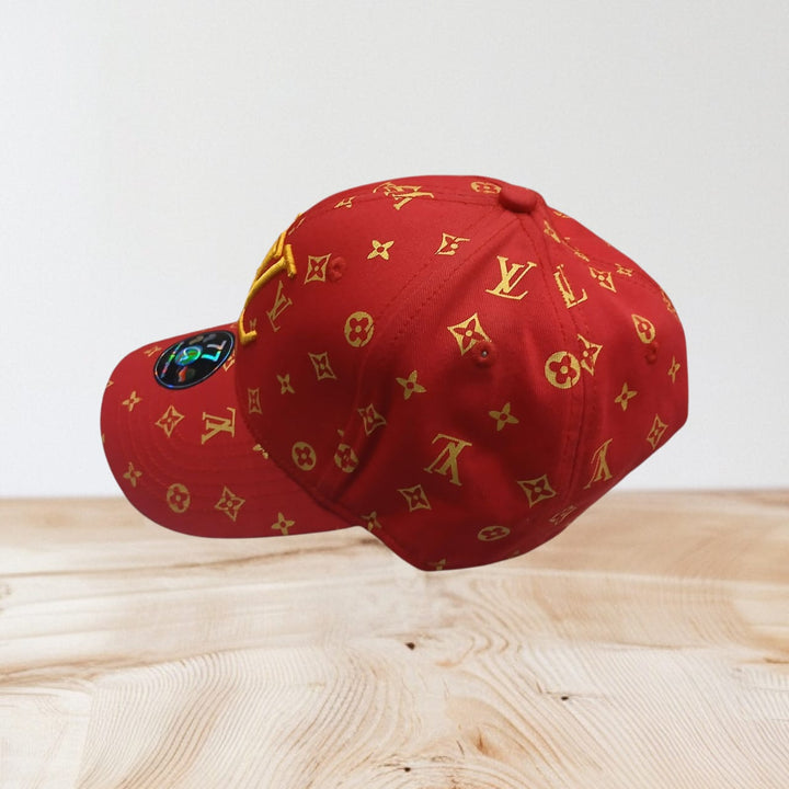 luxury  Monogram print Red BaseBall Cap With  Embroidered lv Logo
