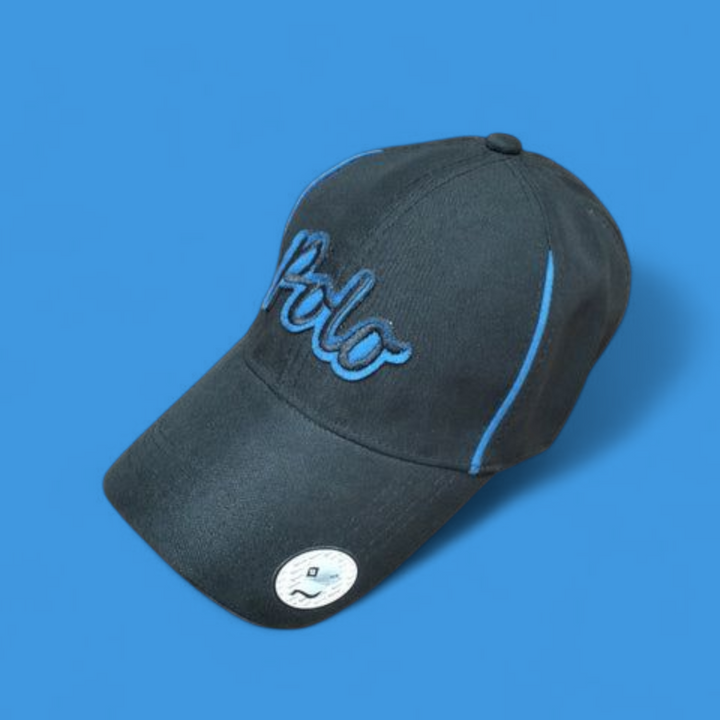 polo embroidered black baseball cap witrh blue Accents